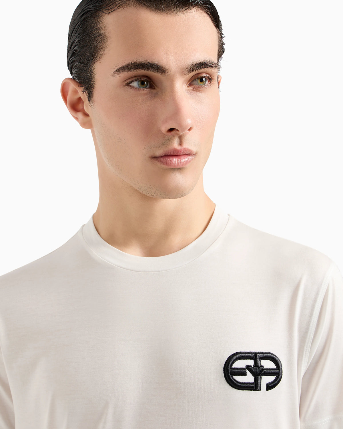 Lyocell-blend jersey T-shirt with embossed EA logo embroidery
