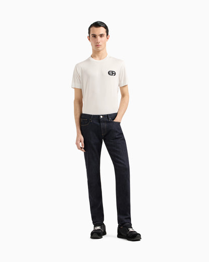 Lyocell-blend jersey T-shirt with embossed EA logo embroidery