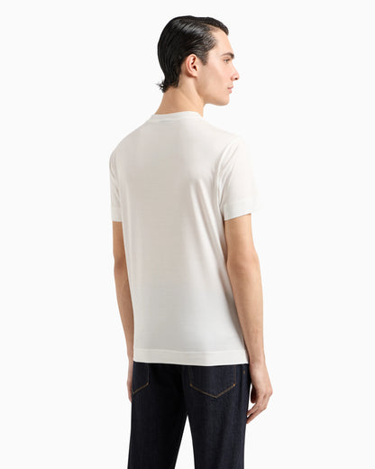 Lyocell-blend jersey T-shirt with embossed EA logo embroidery