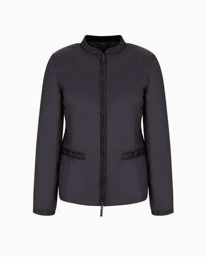 Nylon jacket in reversible style with band collar Essential