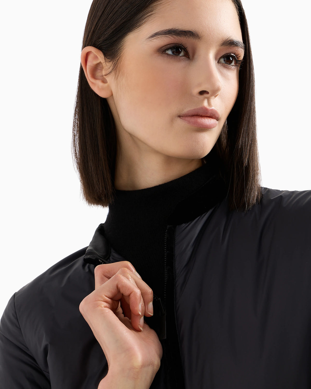 Nylon jacket in reversible style with band collar Essential