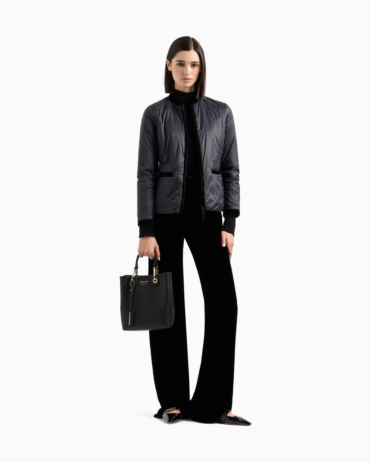 Nylon jacket in reversible style with band collar Essential
