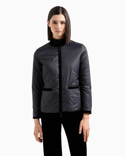 Nylon jacket in reversible style with band collar Essential