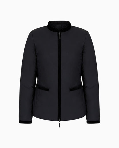 Nylon jacket in reversible style with band collar Essential