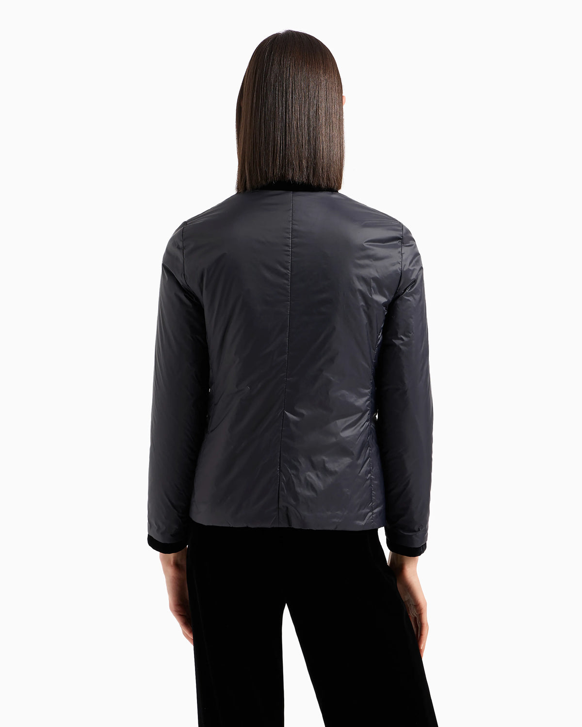 Nylon jacket in reversible style with band collar Essential