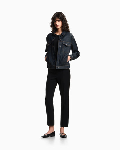 Rinsed denim jacket in cotton with contrast stitching