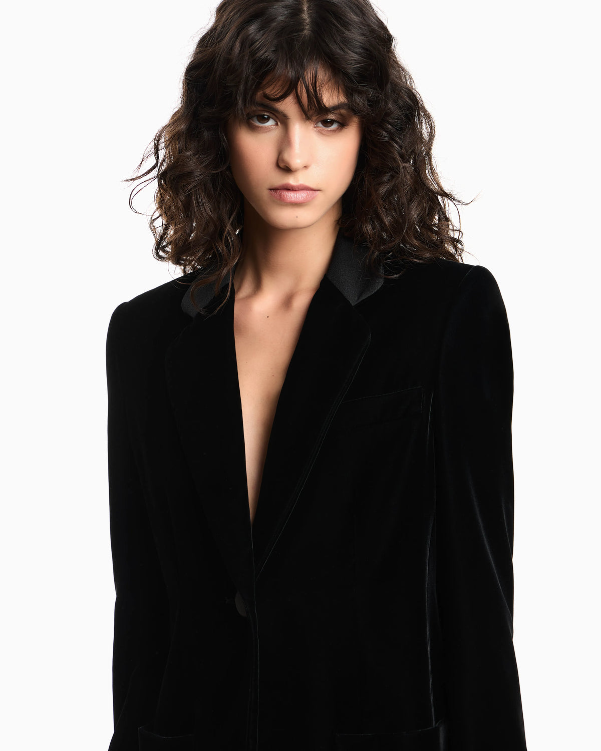 Single-breasted blazer in velvet