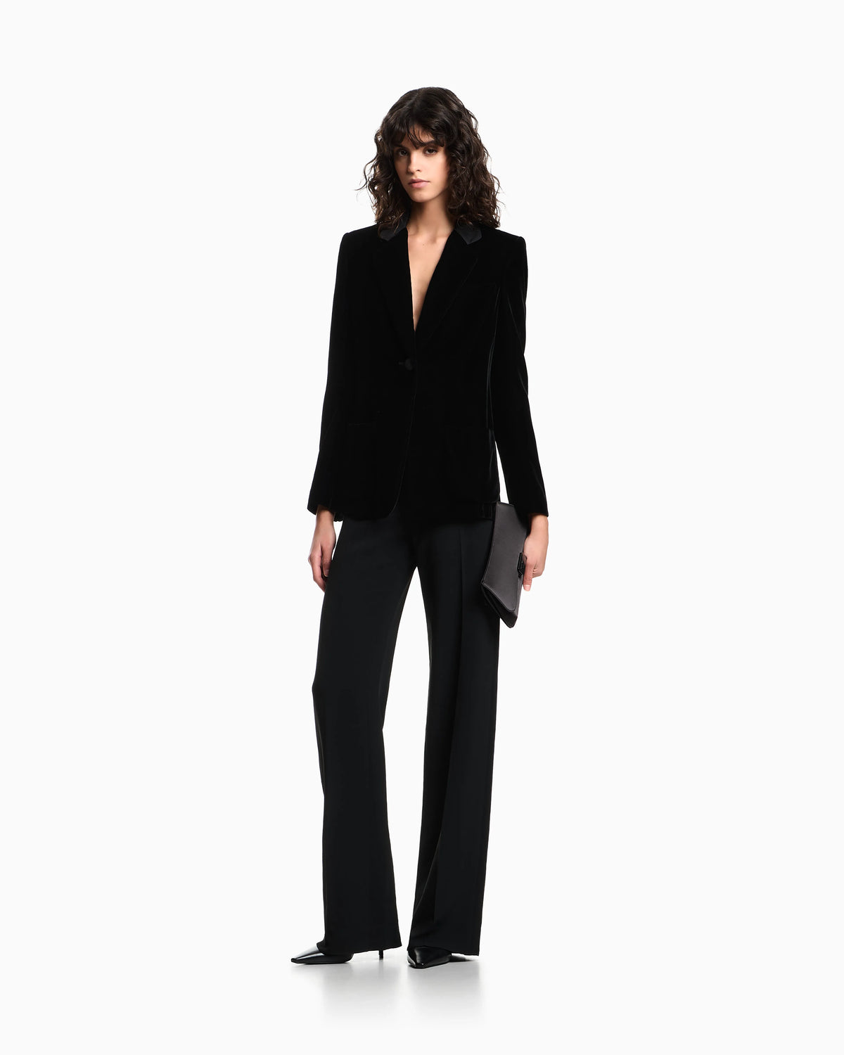 Single-breasted blazer in velvet