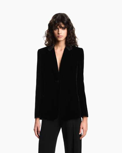 Single-breasted blazer in velvet