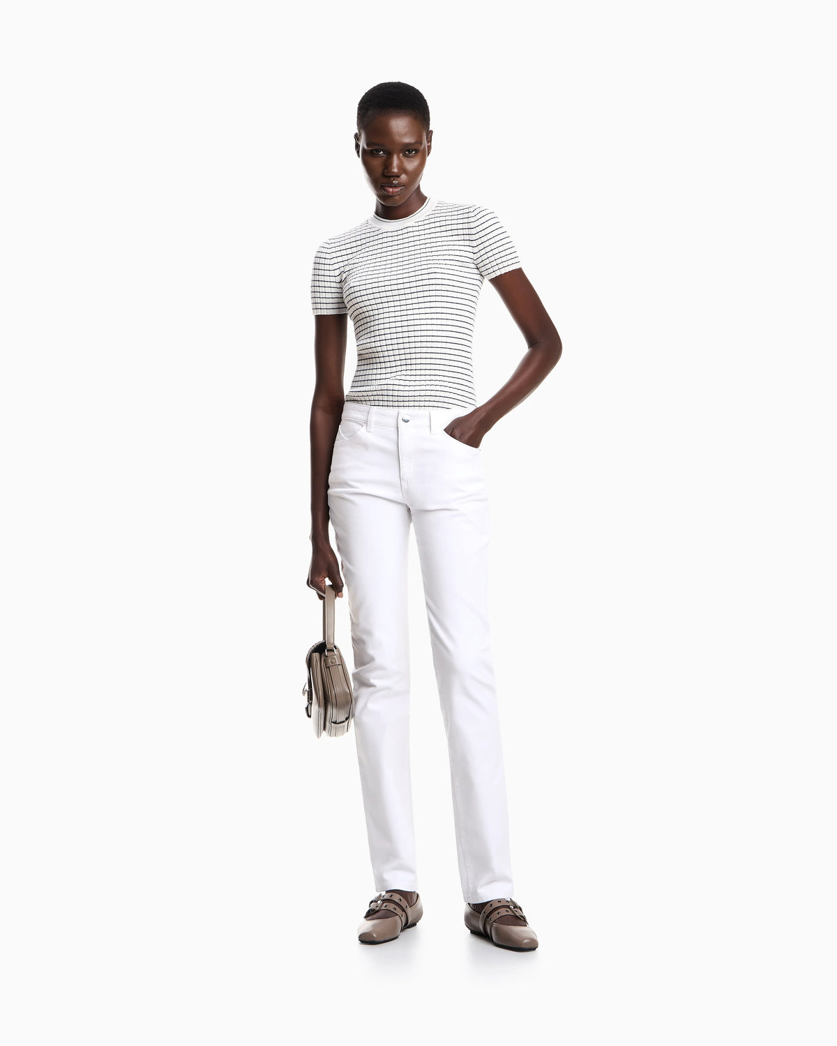 Skinny leg jeans with high rise in stretch denim Essential