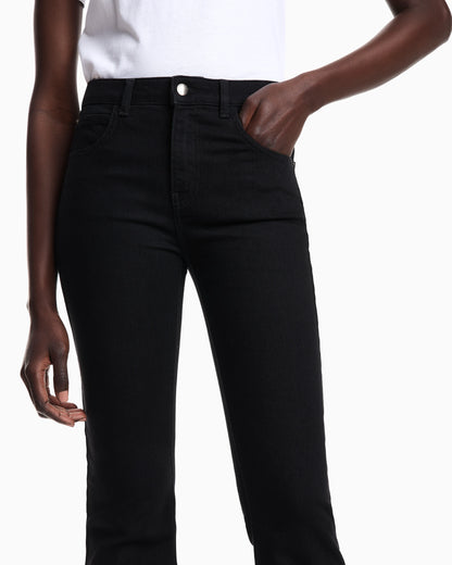 High rise jeans with flared leg in stretch cotton Essential