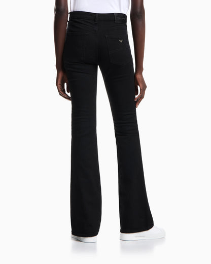 High rise jeans with flared leg in stretch cotton Essential
