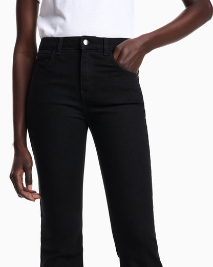 High rise jeans with flared leg in stretch cotton Essential