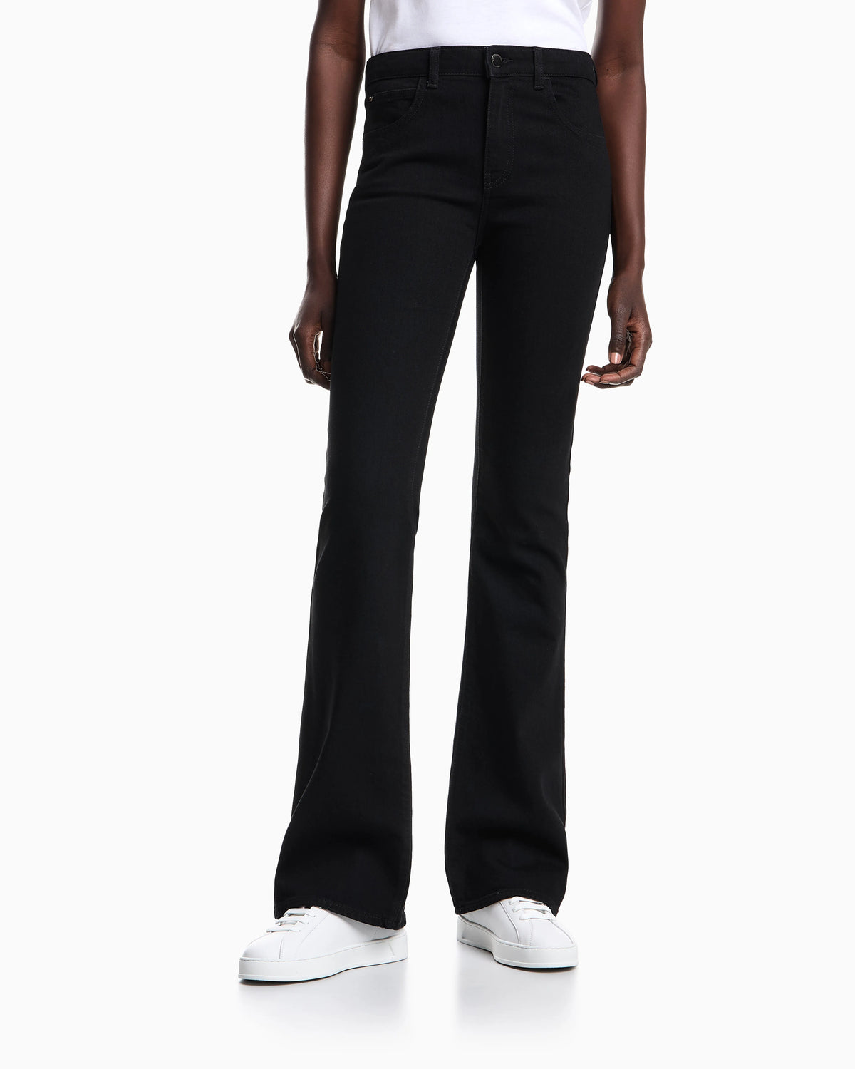 High rise jeans with flared leg in stretch cotton Essential