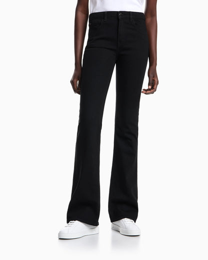 High rise jeans with flared leg in stretch cotton Essential