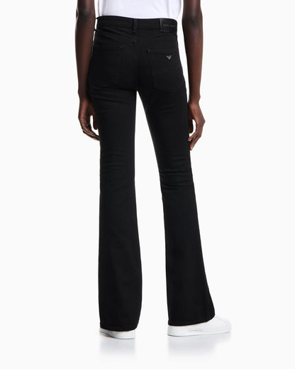 High rise jeans with flared leg in stretch cotton Essential