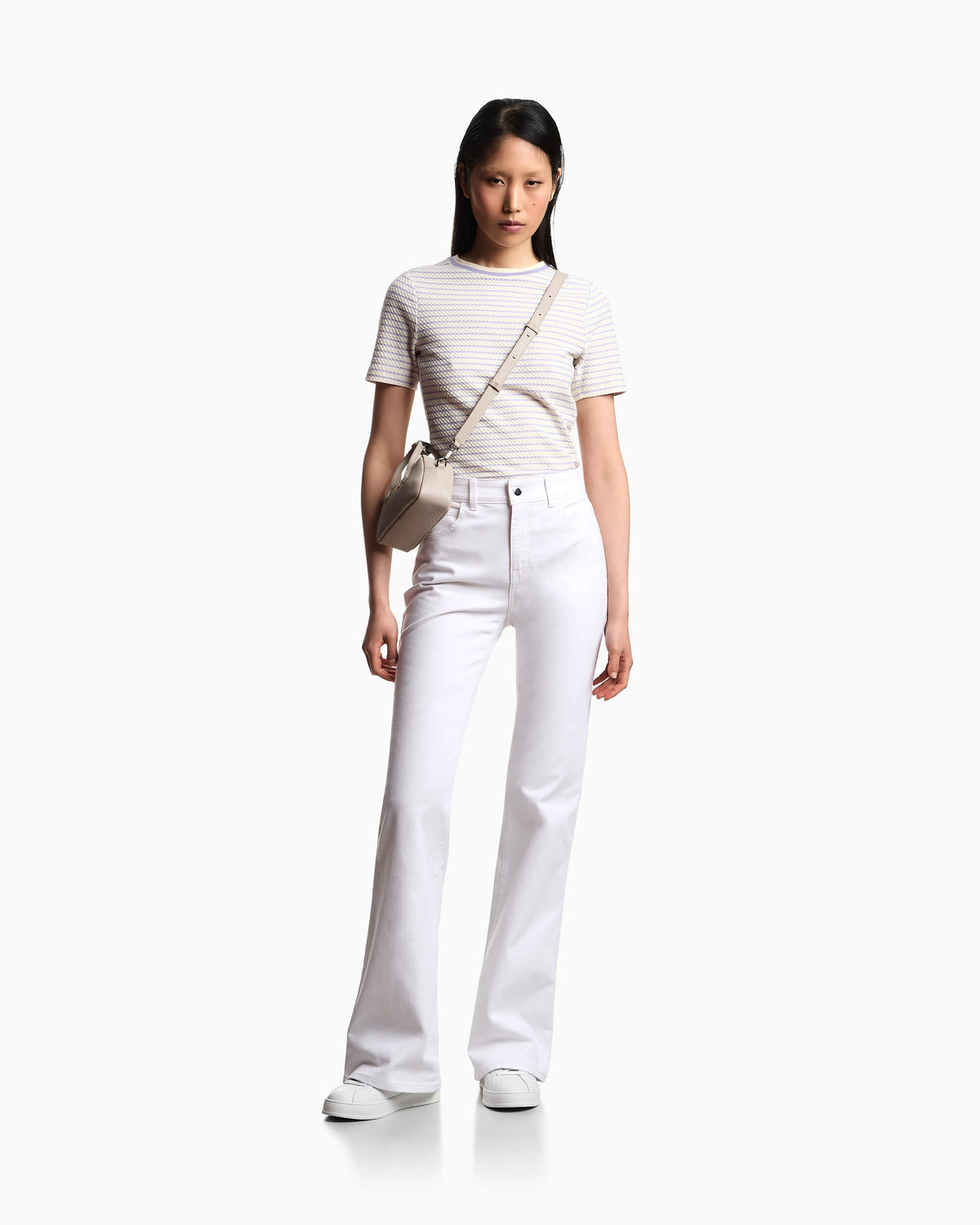 J47 Mid-rise flared-hem jeans in light worn stretch denim