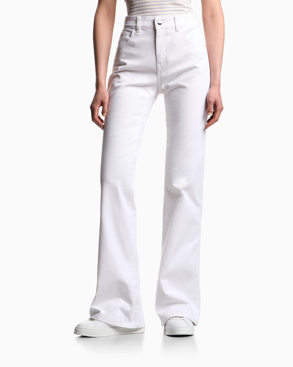 J47 Mid-rise flared-hem jeans in light worn stretch denim
