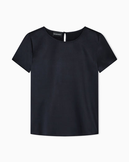 Satin blouse in a silk blend with short sleeves Essential