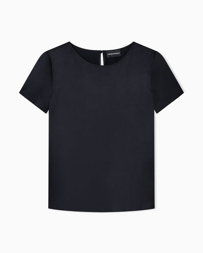 Satin blouse in a silk blend with short sleeves Essential