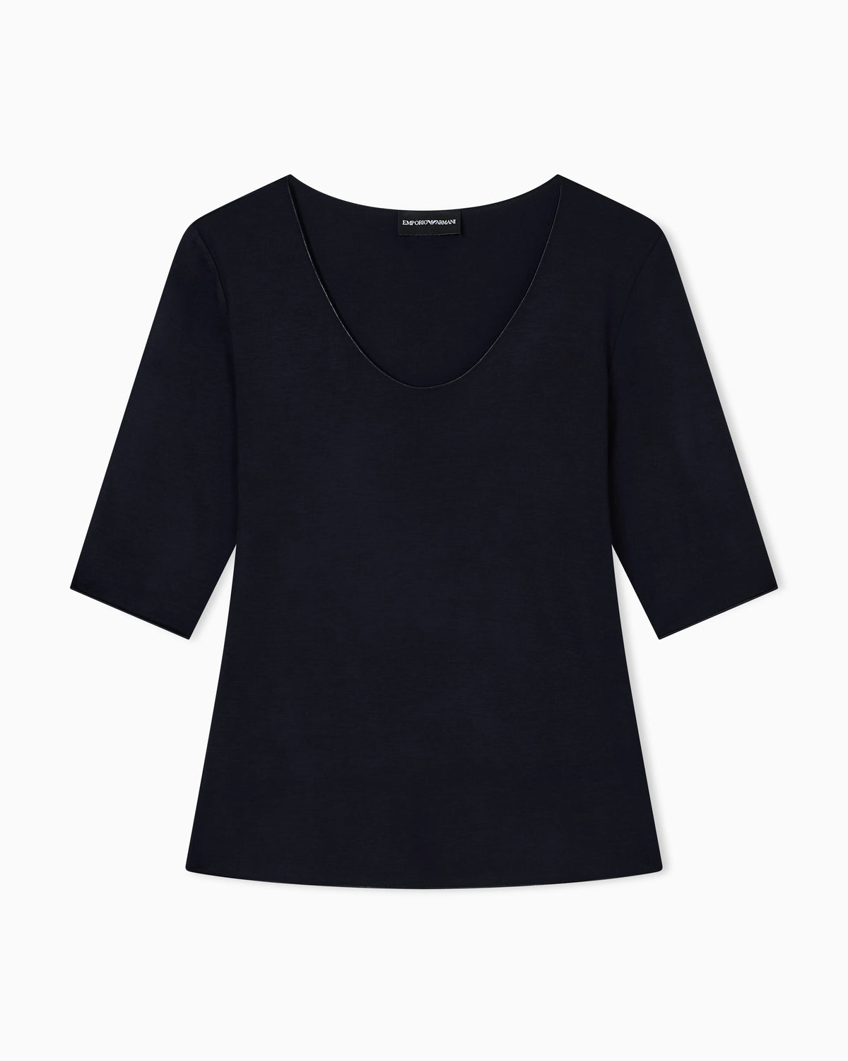 V-neck jumper with 3/4 sleeves in stretch viscose Essential