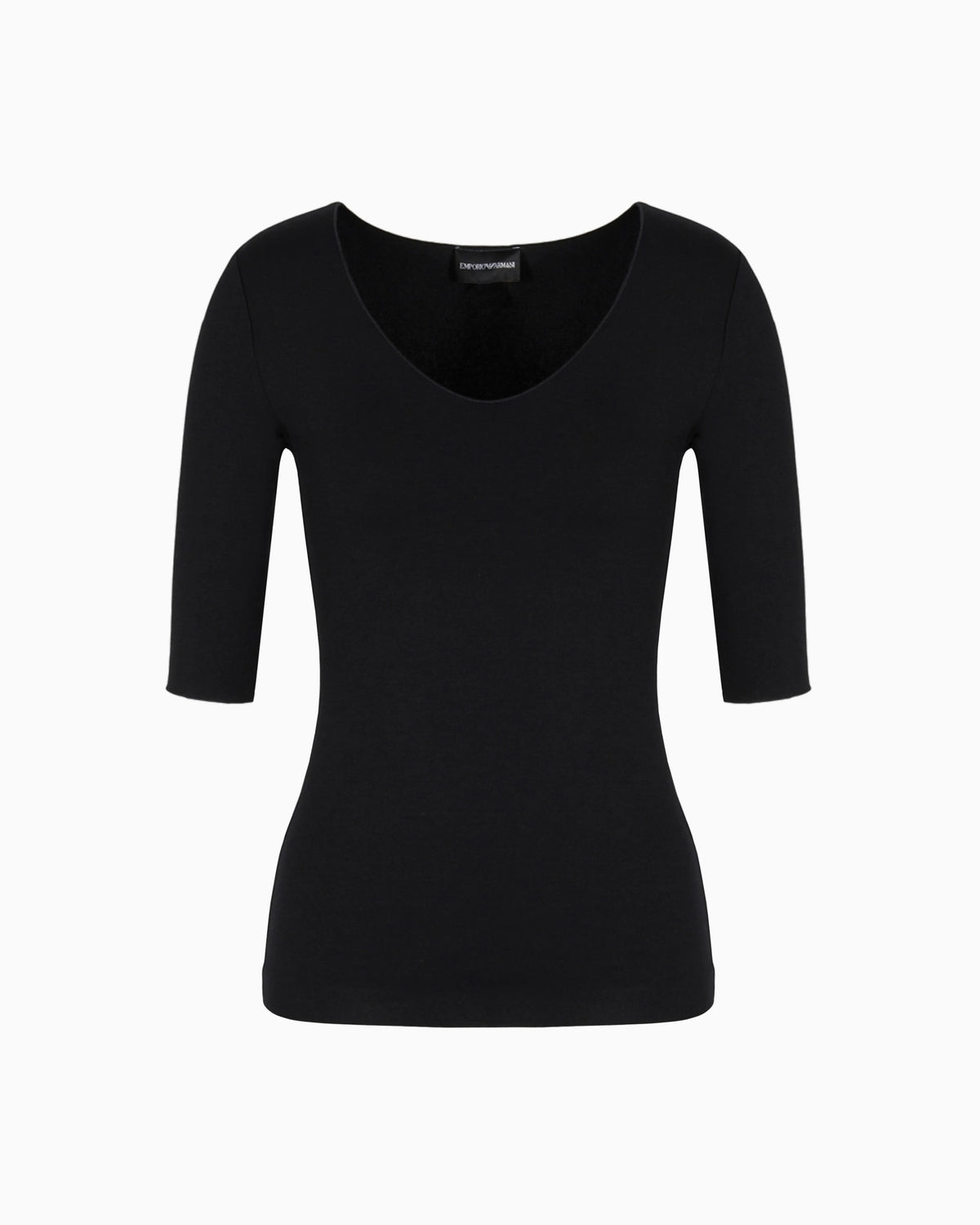 V-neck jumper with 3/4 sleeves in stretch viscose Essential