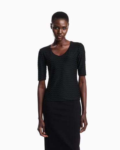 Jersey jumper with a v-neck and jacquard pattern Essential