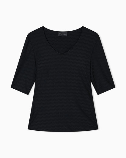 Jersey jumper with a v-neck and jacquard pattern Essential