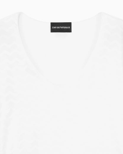 Jersey jumper with a v-neck and jacquard pattern Essential