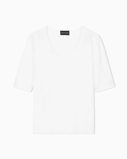 Jersey jumper with a v-neck and jacquard pattern Essential