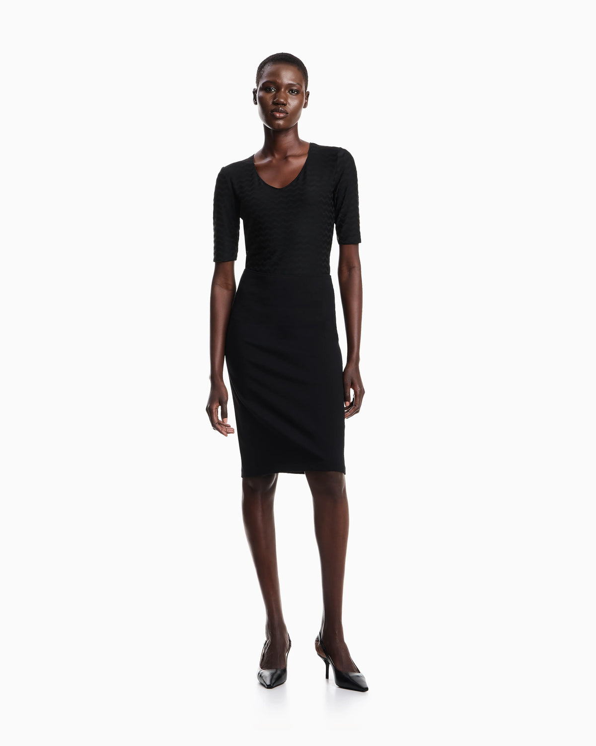 Knee length skirt in stretch viscose Milano stitch Essential