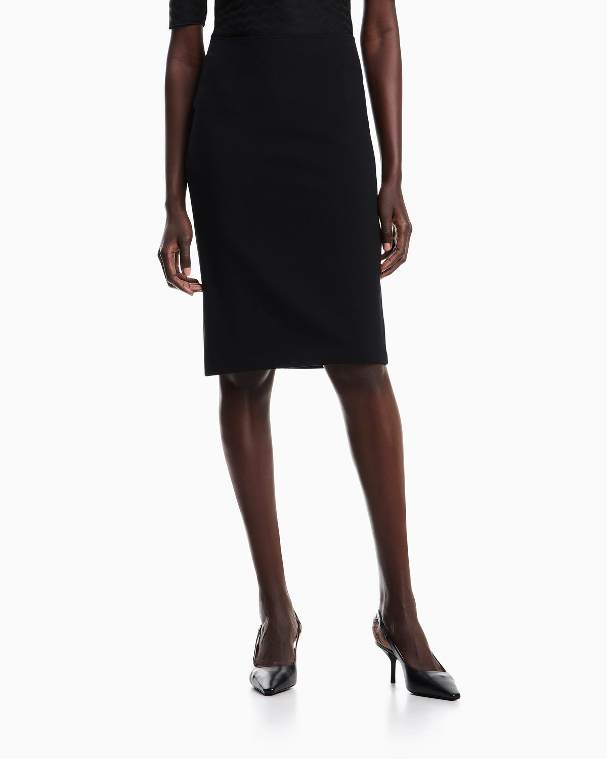 Knee length skirt in stretch viscose Milano stitch Essential