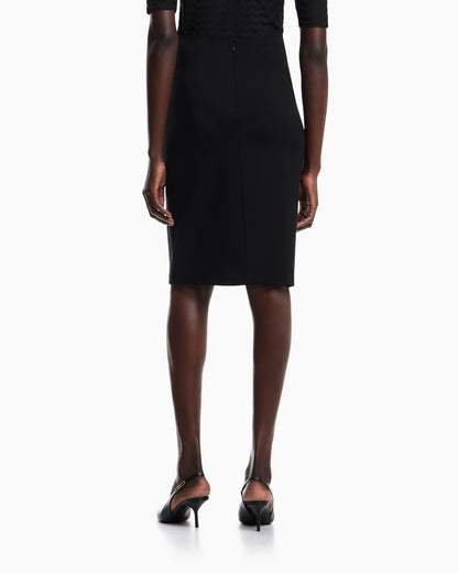 Knee length skirt in stretch viscose Milano stitch Essential