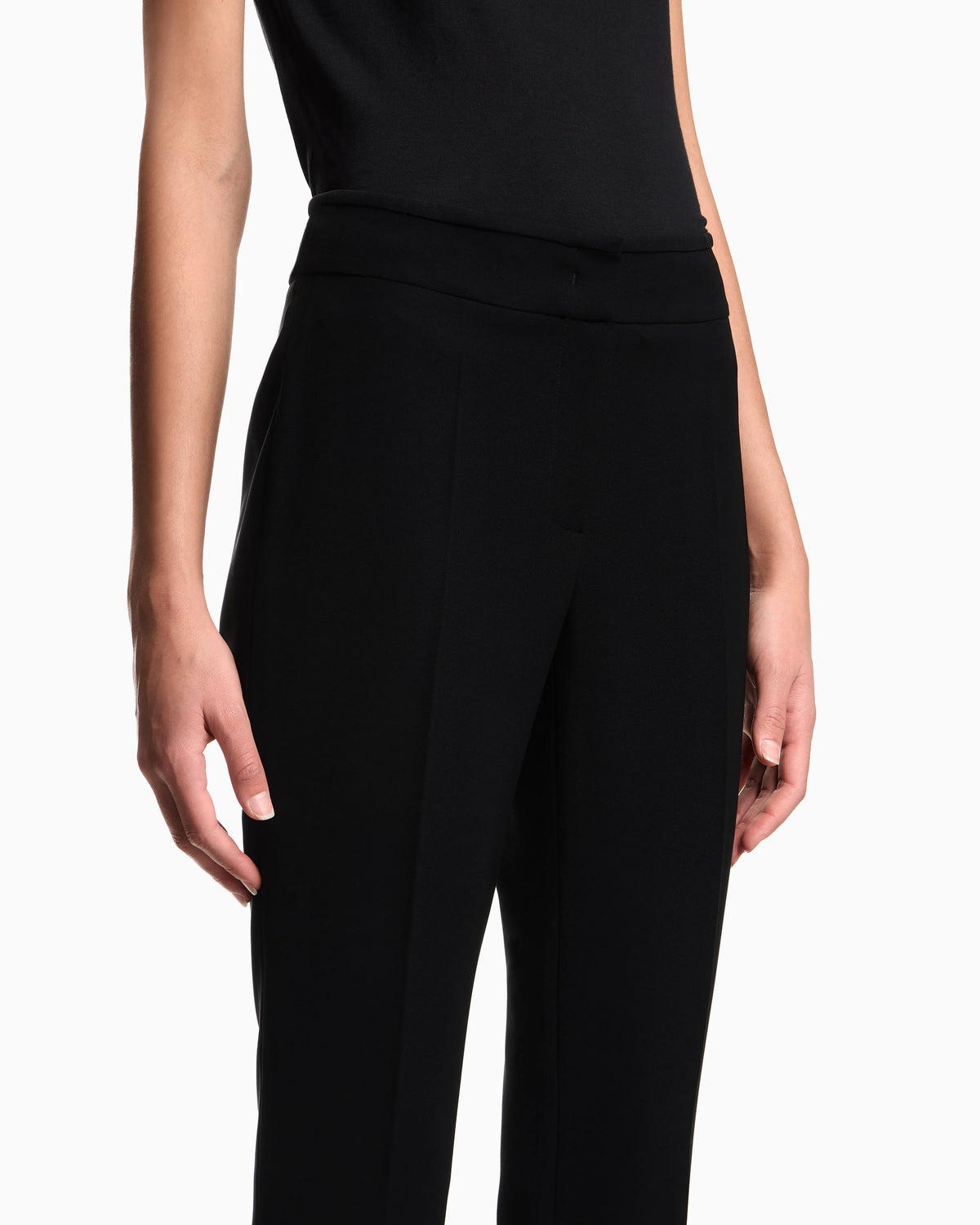 Cropped trousers with flared hem in techno cady Essential