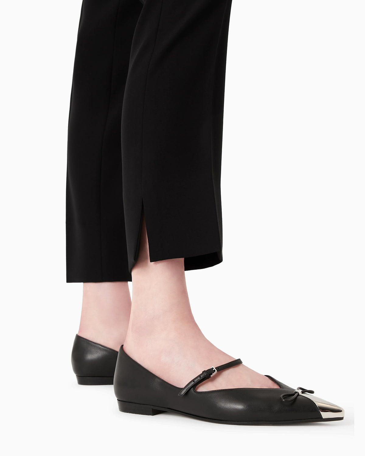 Cropped trousers with flared hem in techno cady Essential