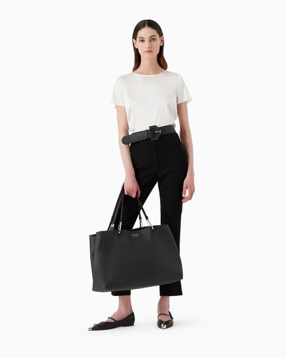 Cropped trousers with flared hem in techno cady Essential