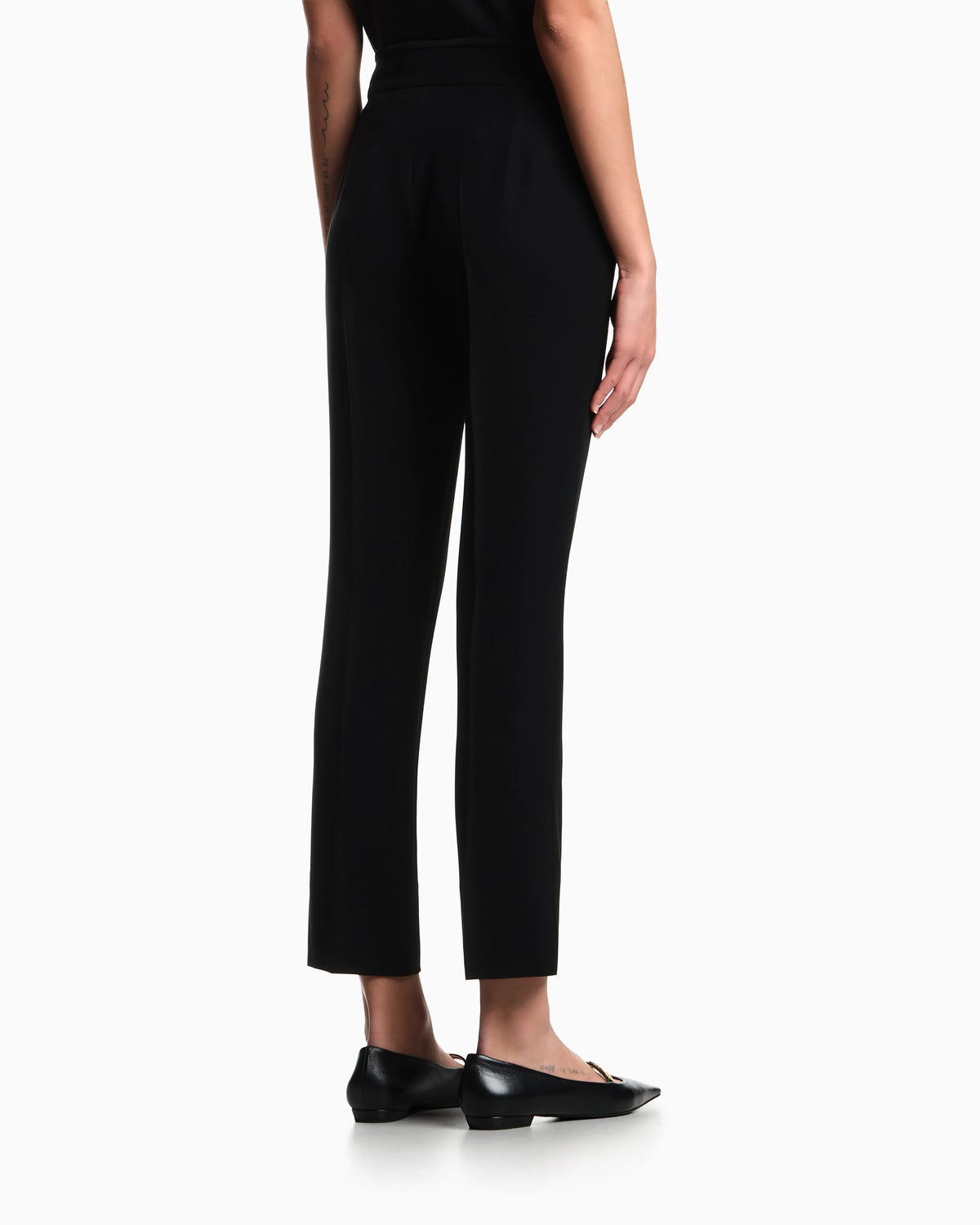 Cropped trousers with flared hem in techno cady Essential