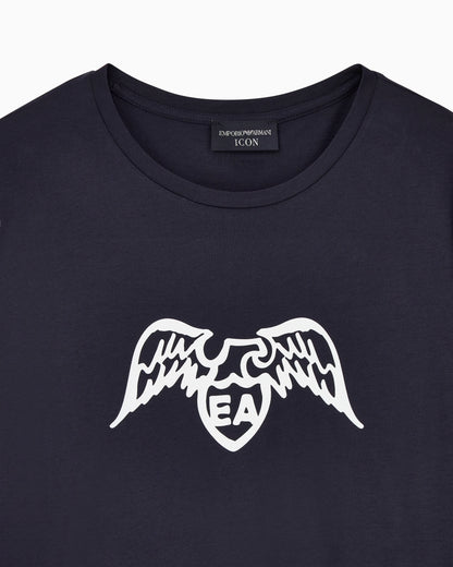 Pima t-shirt with maxi eagle logo and short sleeves