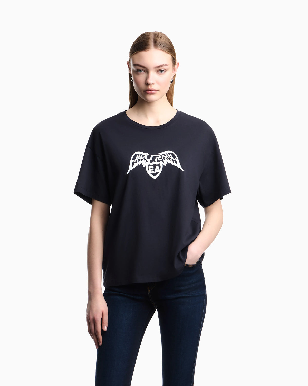 Pima t-shirt with maxi eagle logo and short sleeves