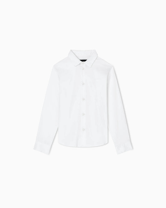 Poplin shirt with monochromatic eagle embroidery