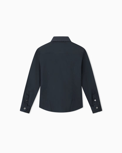 Poplin shirt with monochromatic eagle embroidery