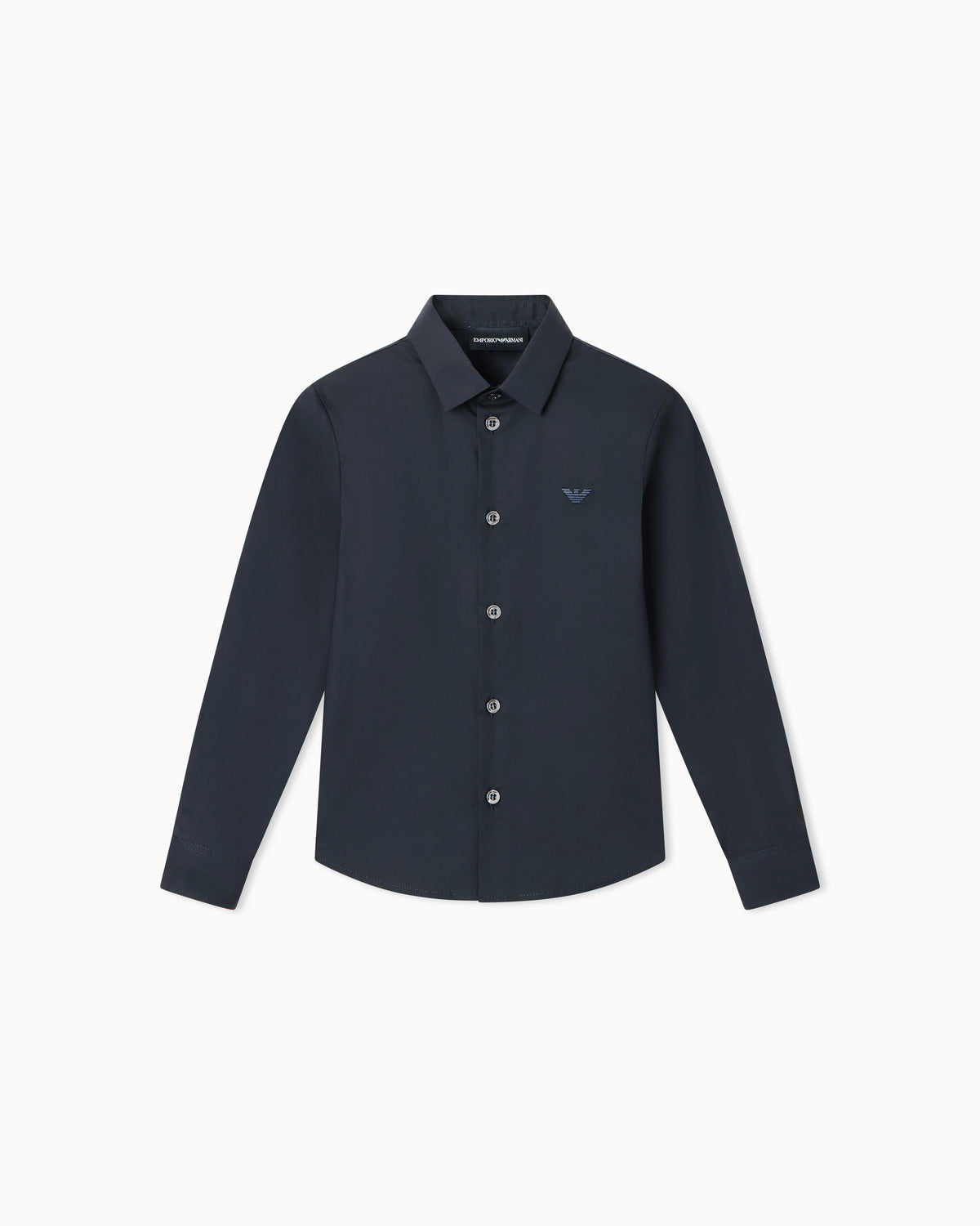 Poplin shirt with monochromatic eagle embroidery