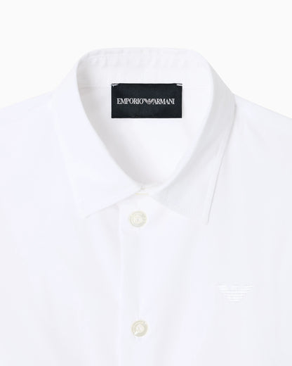 Poplin shirt with monochromatic eagle embroidery