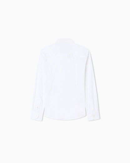 Poplin shirt with monochromatic eagle embroidery