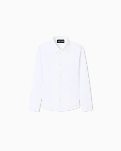 Poplin shirt with monochromatic eagle embroidery
