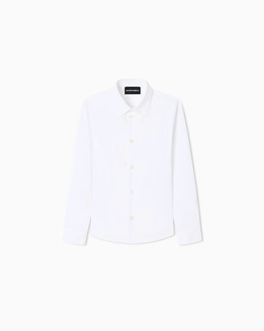 Poplin shirt with monochromatic eagle embroidery