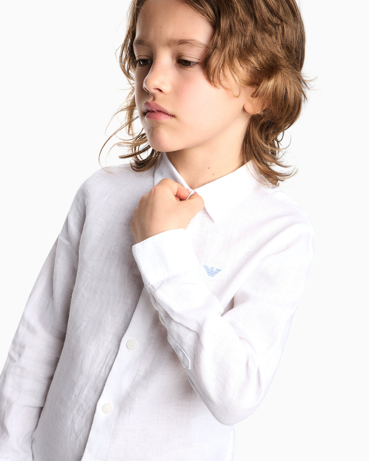 Linen shirt with eagle embroidery