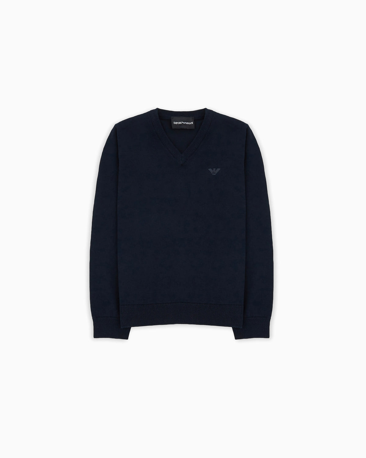 Cob-stitch cotton V-neck jumper