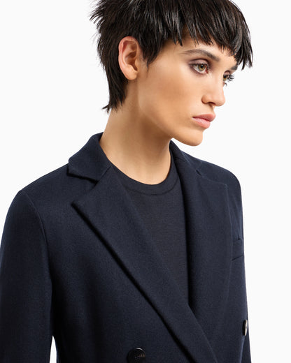 Pure cashmere jersey double-breasted jacket