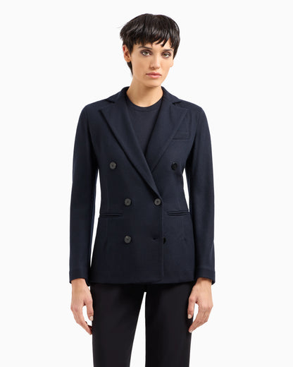 Pure cashmere jersey double-breasted jacket